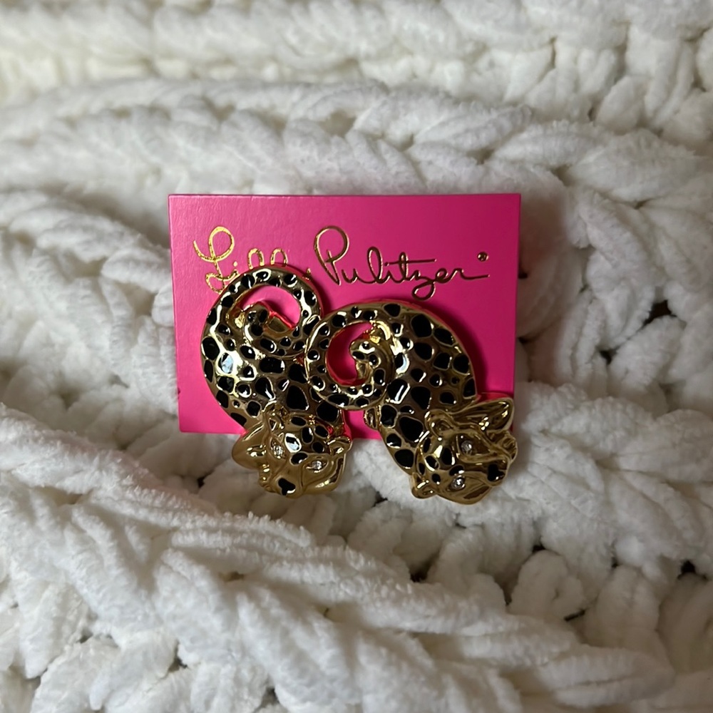 Lilly Pulitzer leopard stud earrings NWT